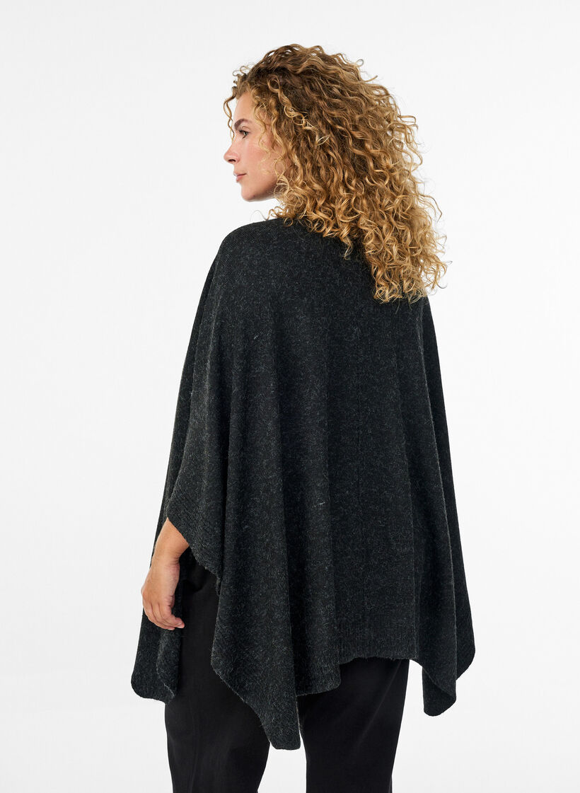 Poncho met geribde details en een ronde hals, Grijs, Model image number 2