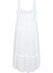 Viscose midi-jurk met smok, Bright White, Packshot image number 1
