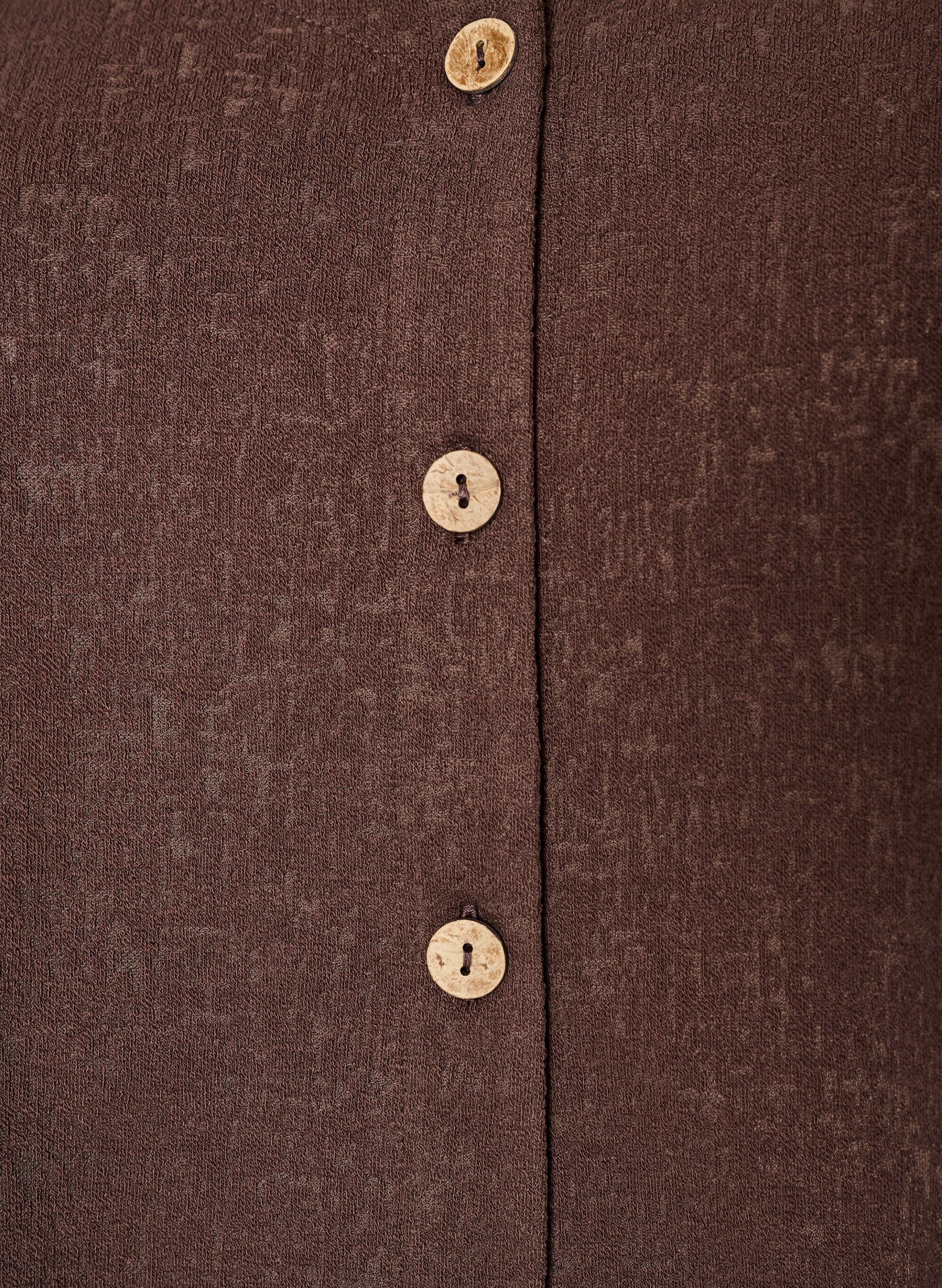 ZizziKatoenen blouse met structuur en knoopsluiting, Bruin, Packshot image number 2
