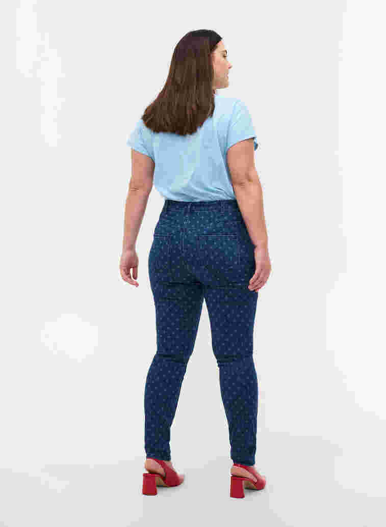 Super slim Amy jeans met printdetails, Dark blue, Model image number 1