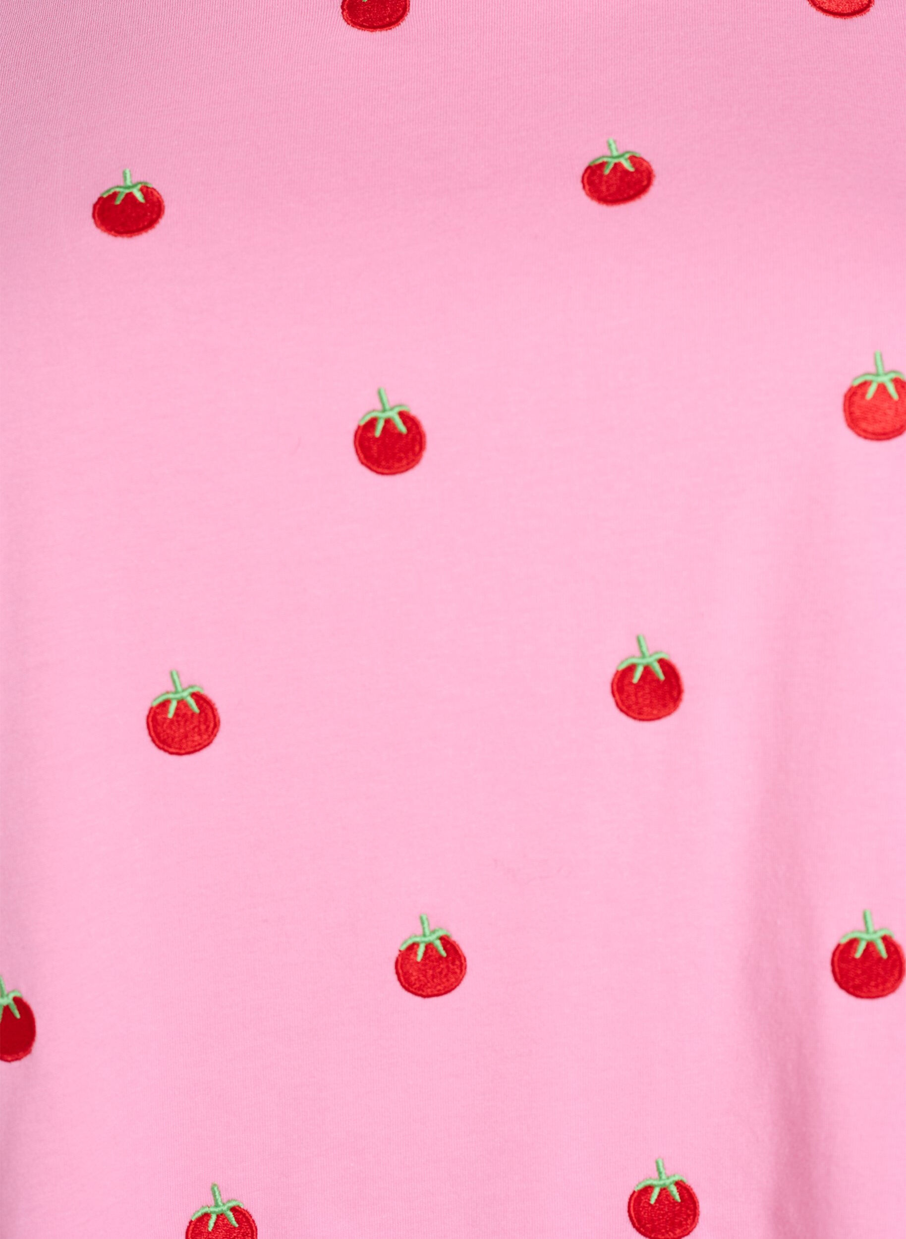 ZizziT-shirt in biologisch katoen met geborduurde motieven, Roze, Packshot image number 2