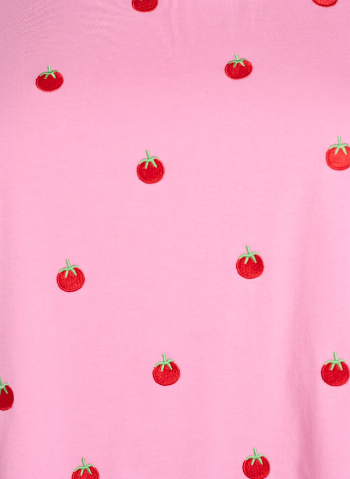 T-shirt in biologisch katoen met geborduurde motieven, Roze, Packshot image number 2