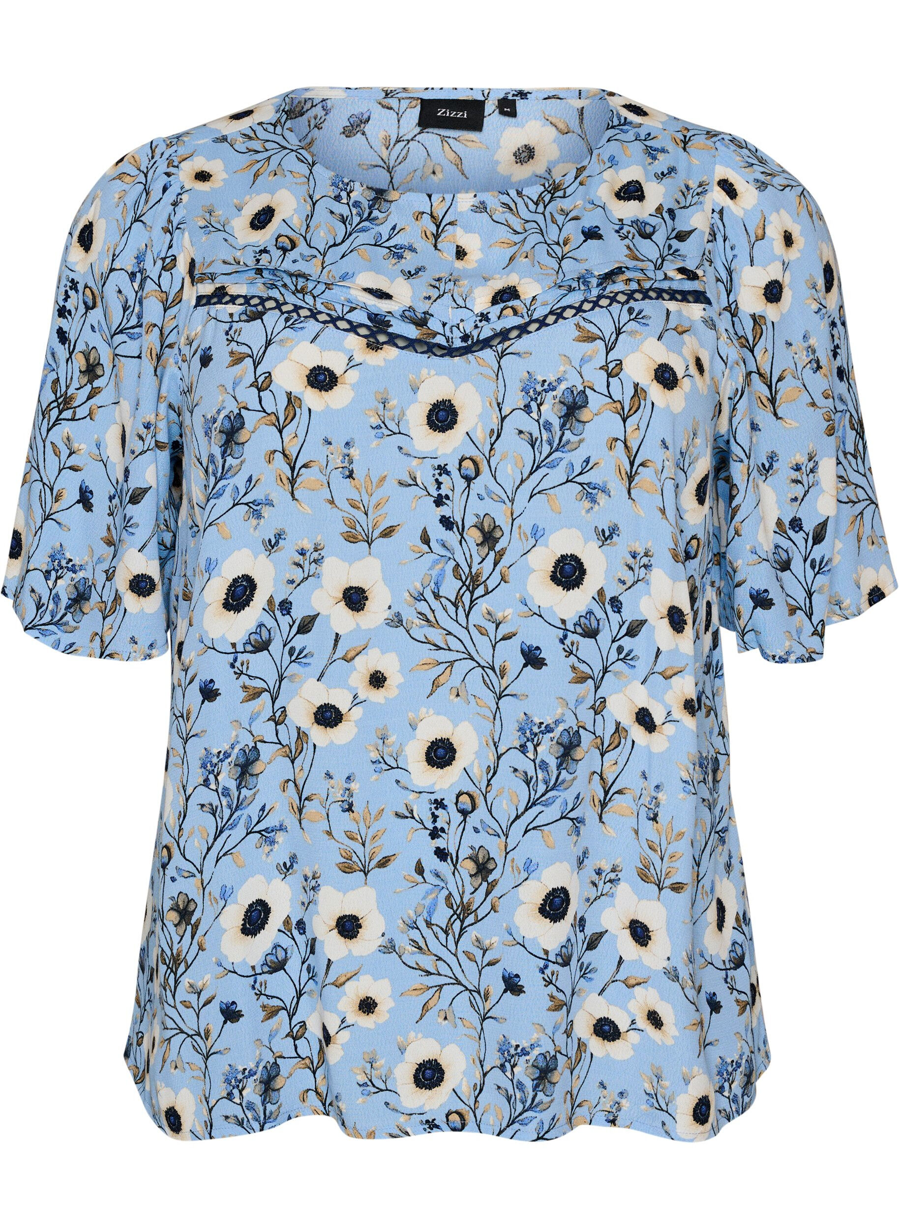 Bloemenblouse met korte mouwen
