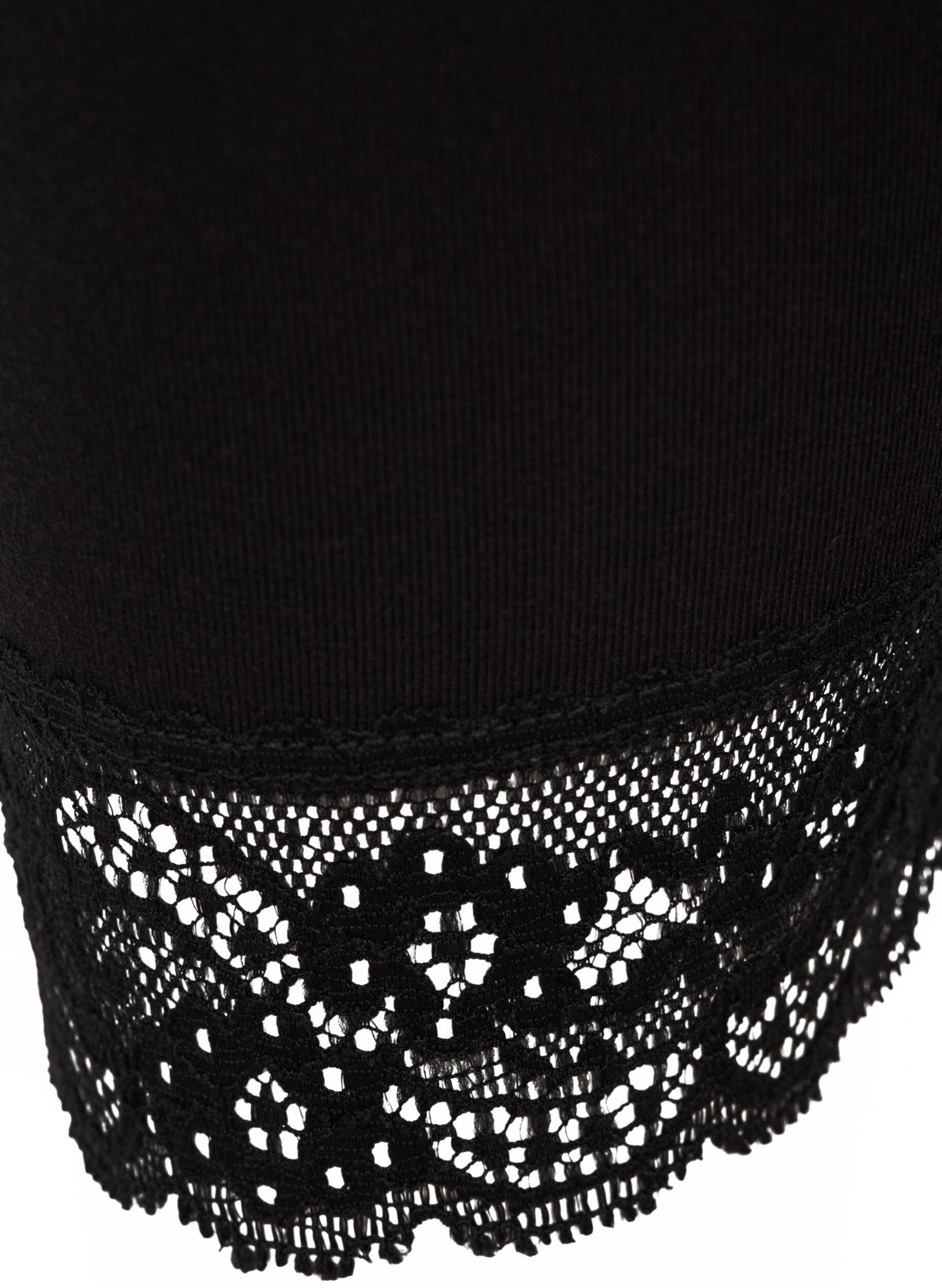 ZizziBasic 3/4 legging met kanten randje, Zwart, Packshot image number 2