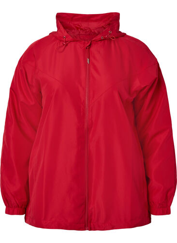 Korte jas met capuchon en verstelbare onderkant, Tango Red, Packshot image number 0