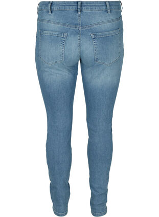 Extra slim fit Sanna jeans met slijtagedetails, Light blue denim, Packshot image number 1