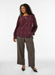 Broek met klein ruitpatroon en rechte pijpen, Bruin, Model image number 0