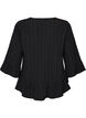 Blouse met textuur, V-hals en ruches, Zwart, Packshot image number 1