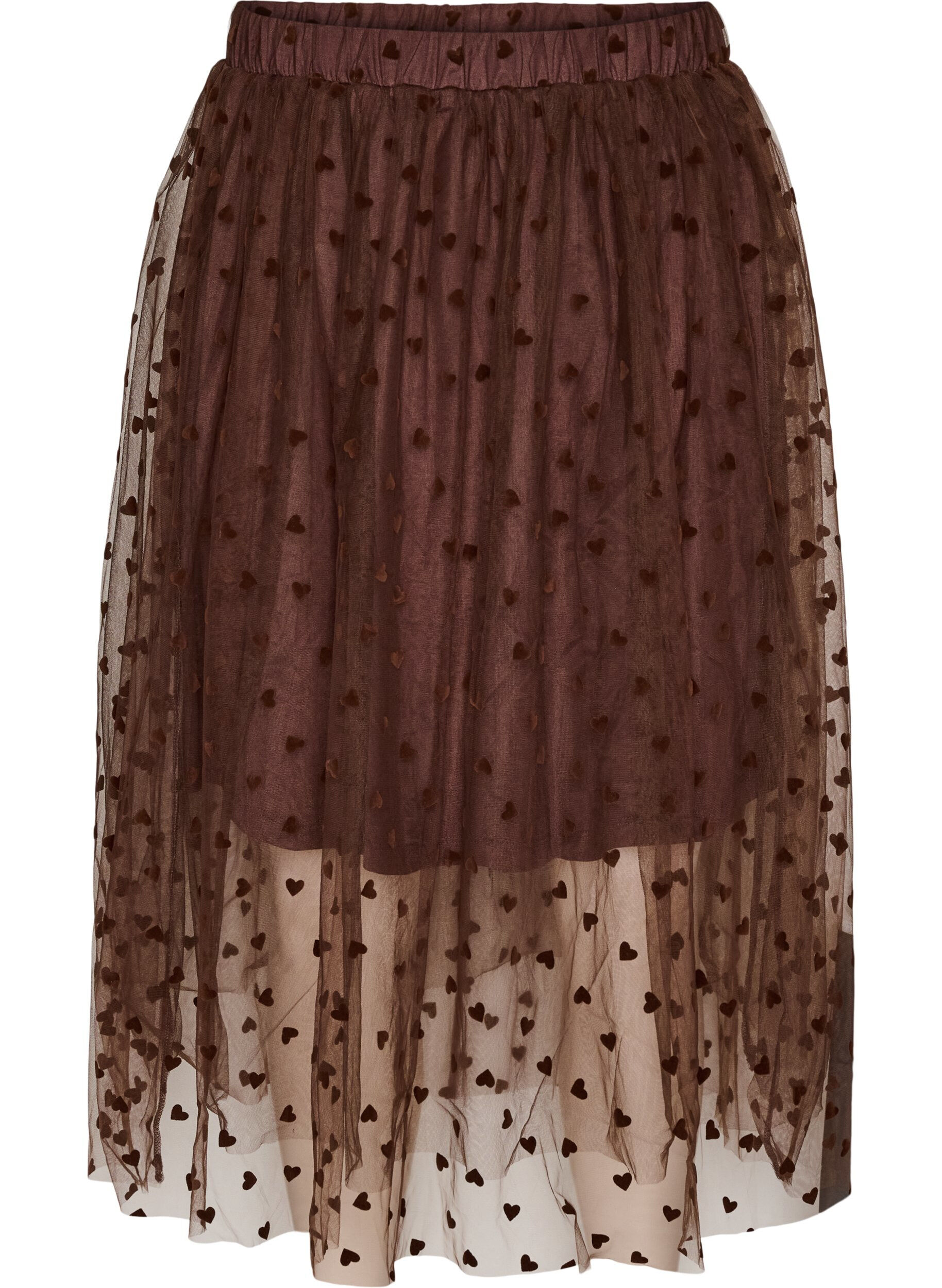 Midi-tule rok met hartjes