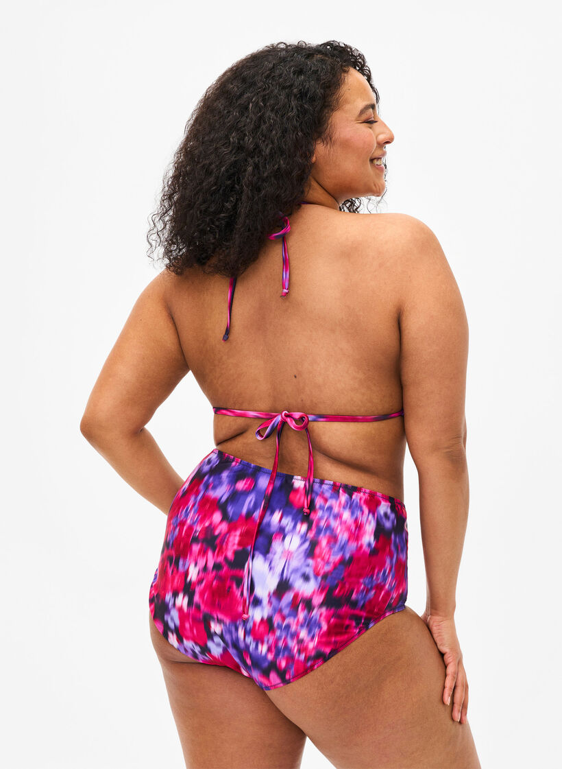 Bikinibroekje met print en hoge taille, Roze, Model image number 1