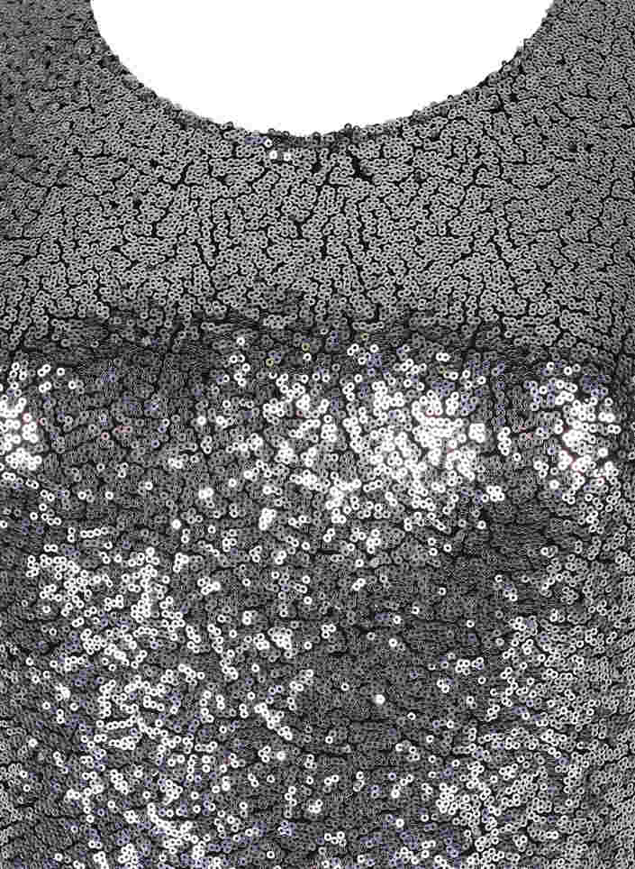 Paillettenjurk met lange mouwen en split, Silver Black, Packshot image number 2