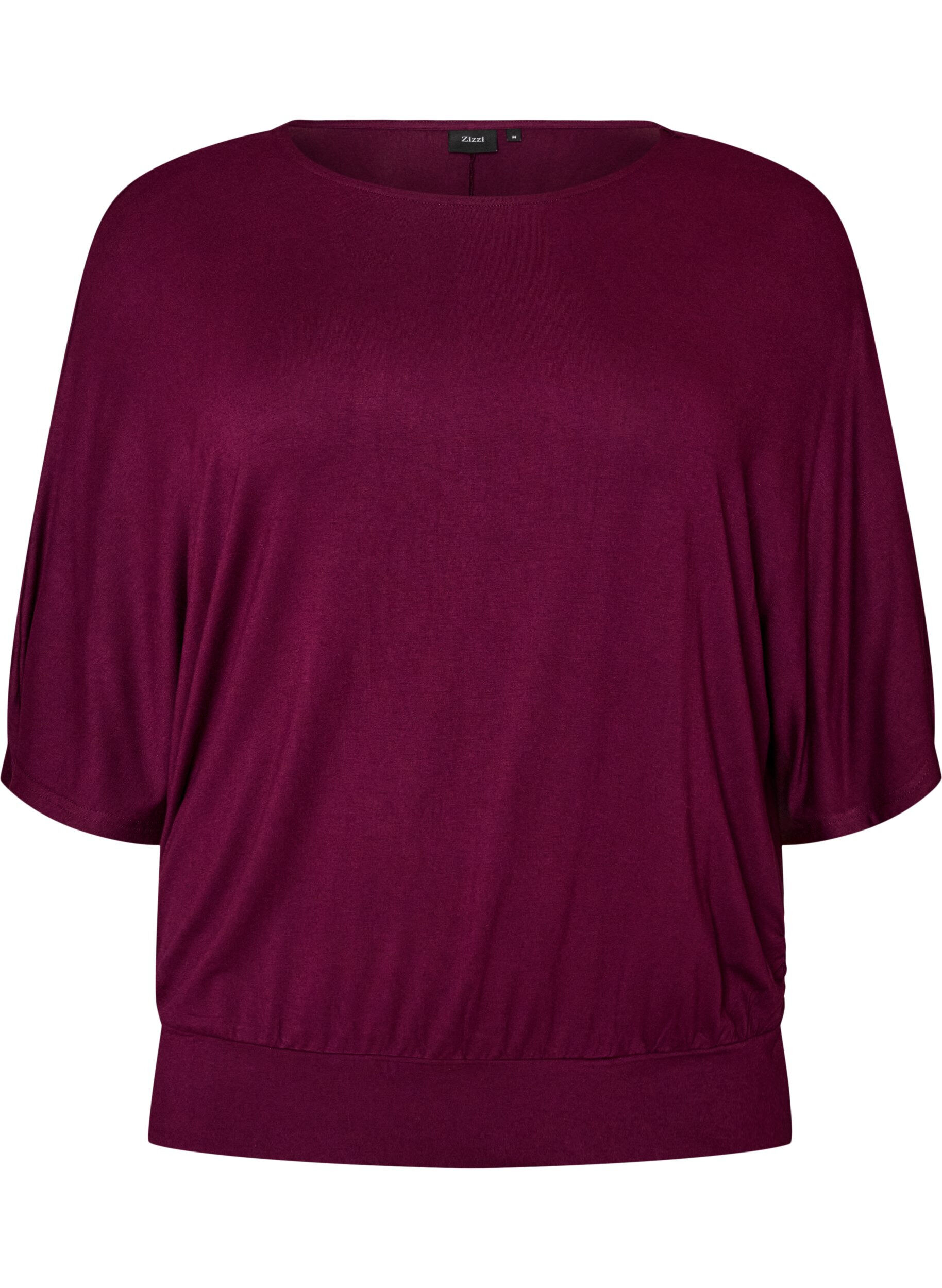 ZizziJersey blouse met halflange ballonmouwen, Paars, Packshot image number 0