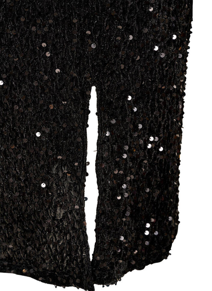 Midirok met pailletten en splitten, Zwart, Packshot image number 3