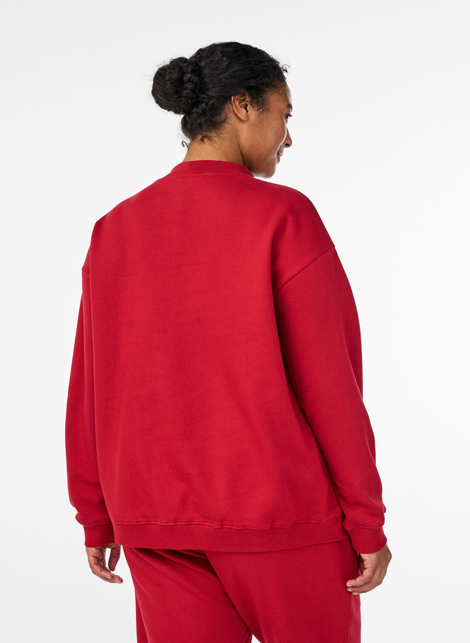 Zizzi Sweatshirt met hoge kraag en lange mouwen, Rood, Model image number 2