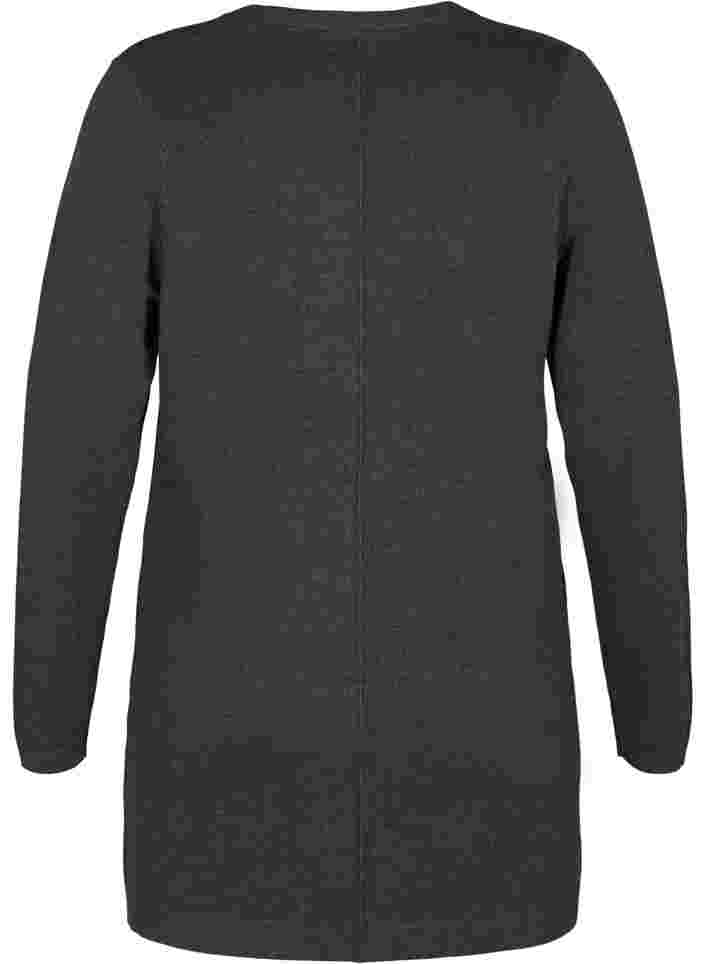 Lang gebreid vest in viscosemix, Dark Grey Melange, Packshot image number 1