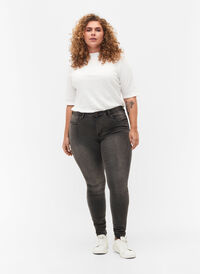 Super slim Amy jeans met hoge taille, Dark Grey Denim, Model