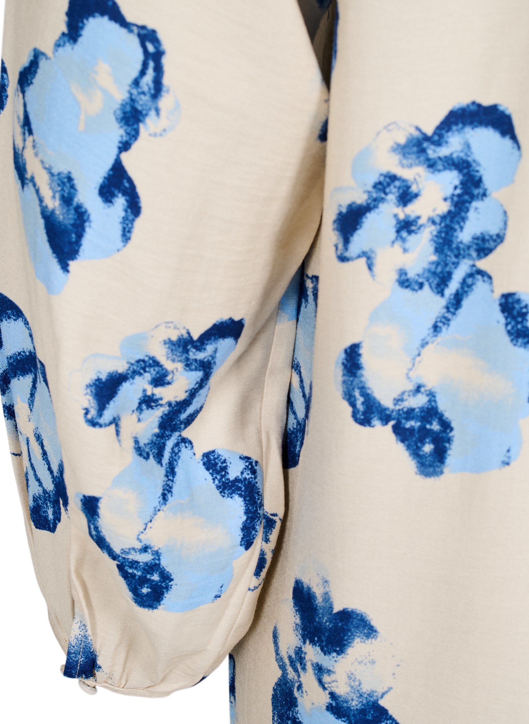 Zizzi Knie-lange jurk met lange mouwen en een A-lijn snit, Vanille, Packshot image number 3