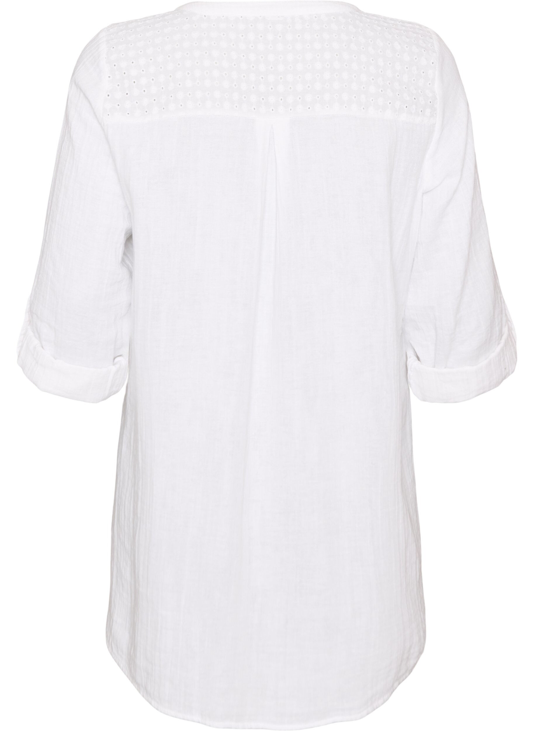 ZizziKatoenen mousseline tuniek met broderie anglaise, Wit, Packshot image number 1