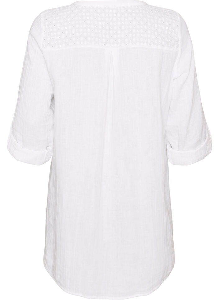 Katoenen mousseline tuniek met broderie anglaise, Wit, Packshot image number 1