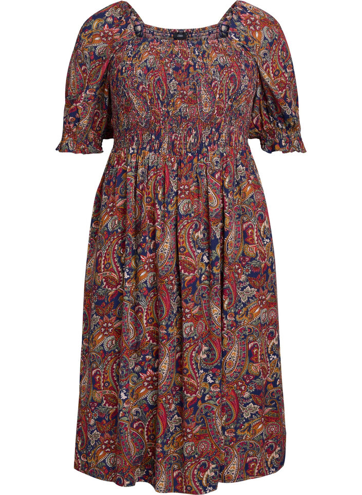 Zomerjurk in viscose met paisley print, Blauw, Packshot image number 0