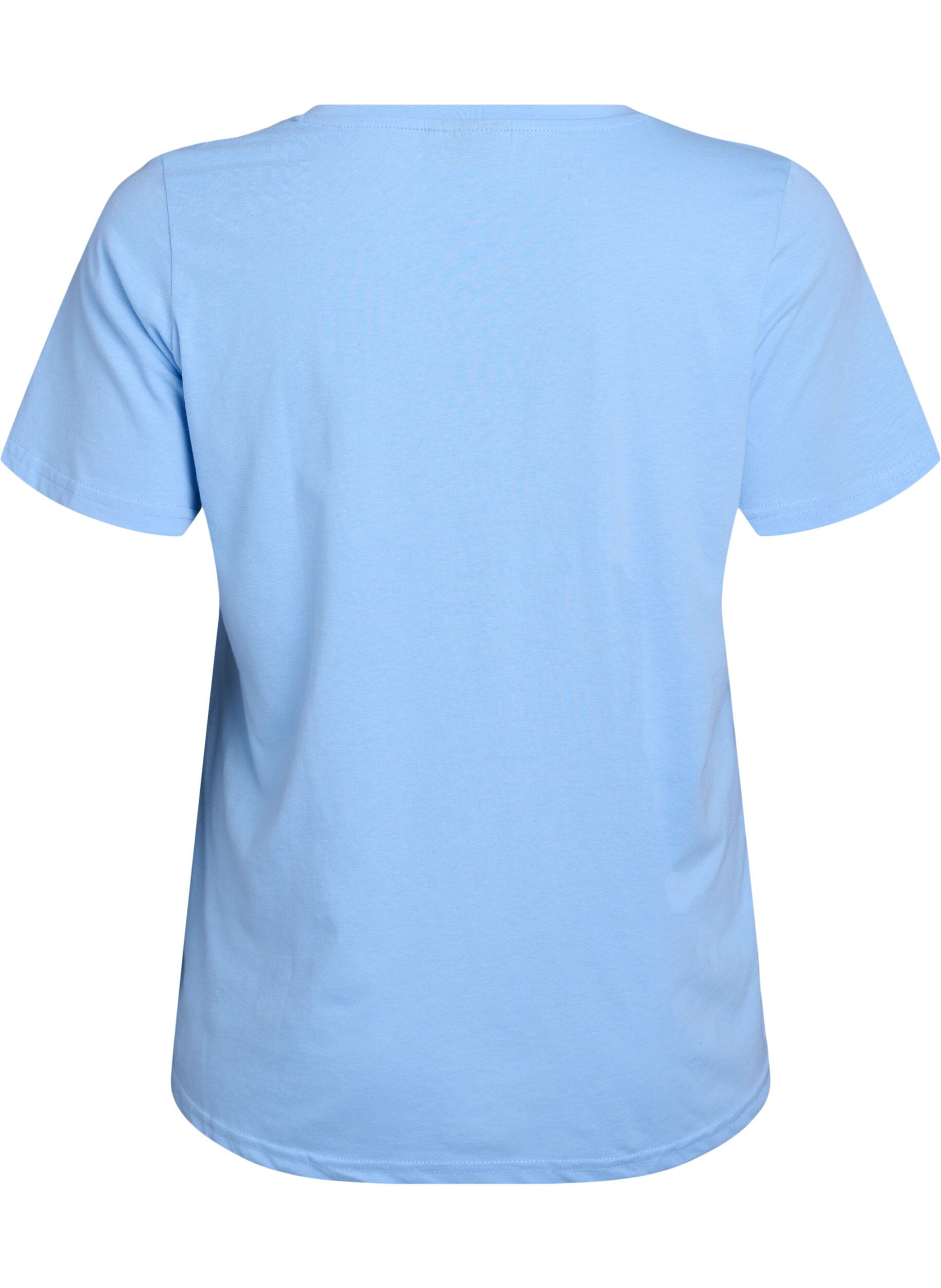 Zizzi T-shirt met korte mouwen en V-hals, Blauw, Packshot image number 1