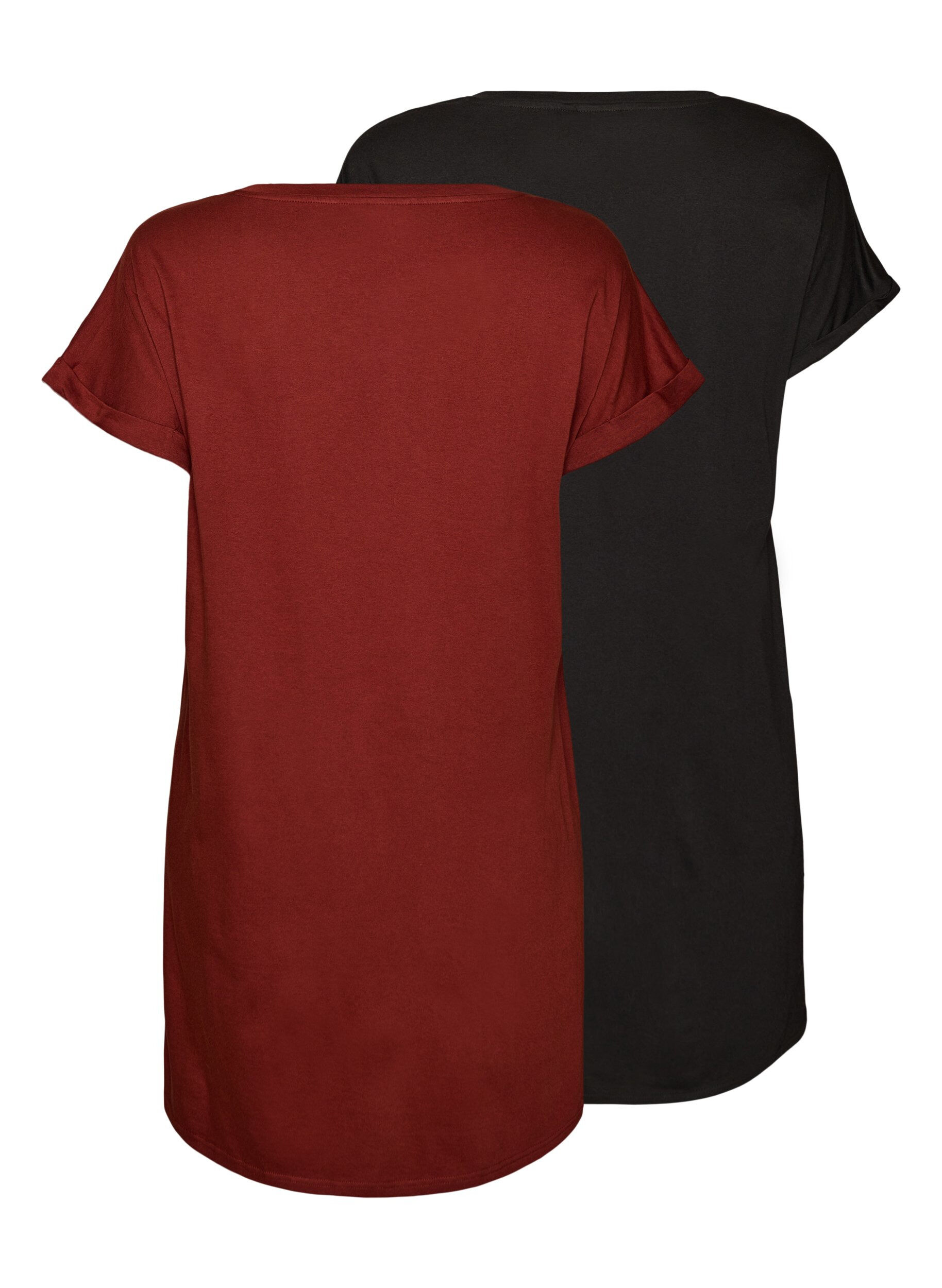 Zizzi 2-pack T-shirtjurk met korte mouwen, Oranje, Packshot image number 1