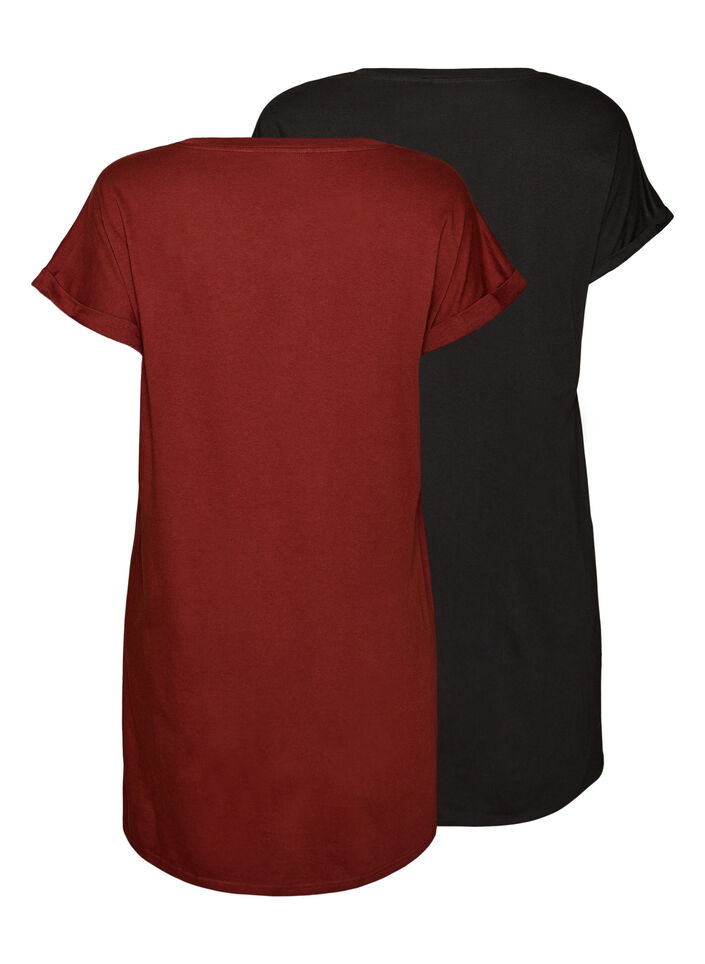 2-pack T-shirtjurk met korte mouwen, Oranje, Packshot image number 1