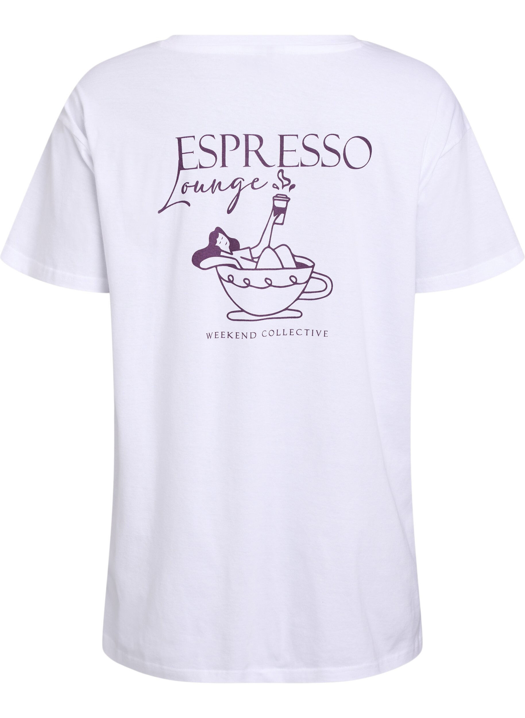 Zizzi Lang nachthemd-T-shirt in biologisch katoen met print, Wit, Packshot image number 1