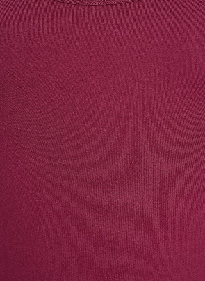 Effen gekleurd basic top in katoen, Donker Bordeaux, Packshot image number 2