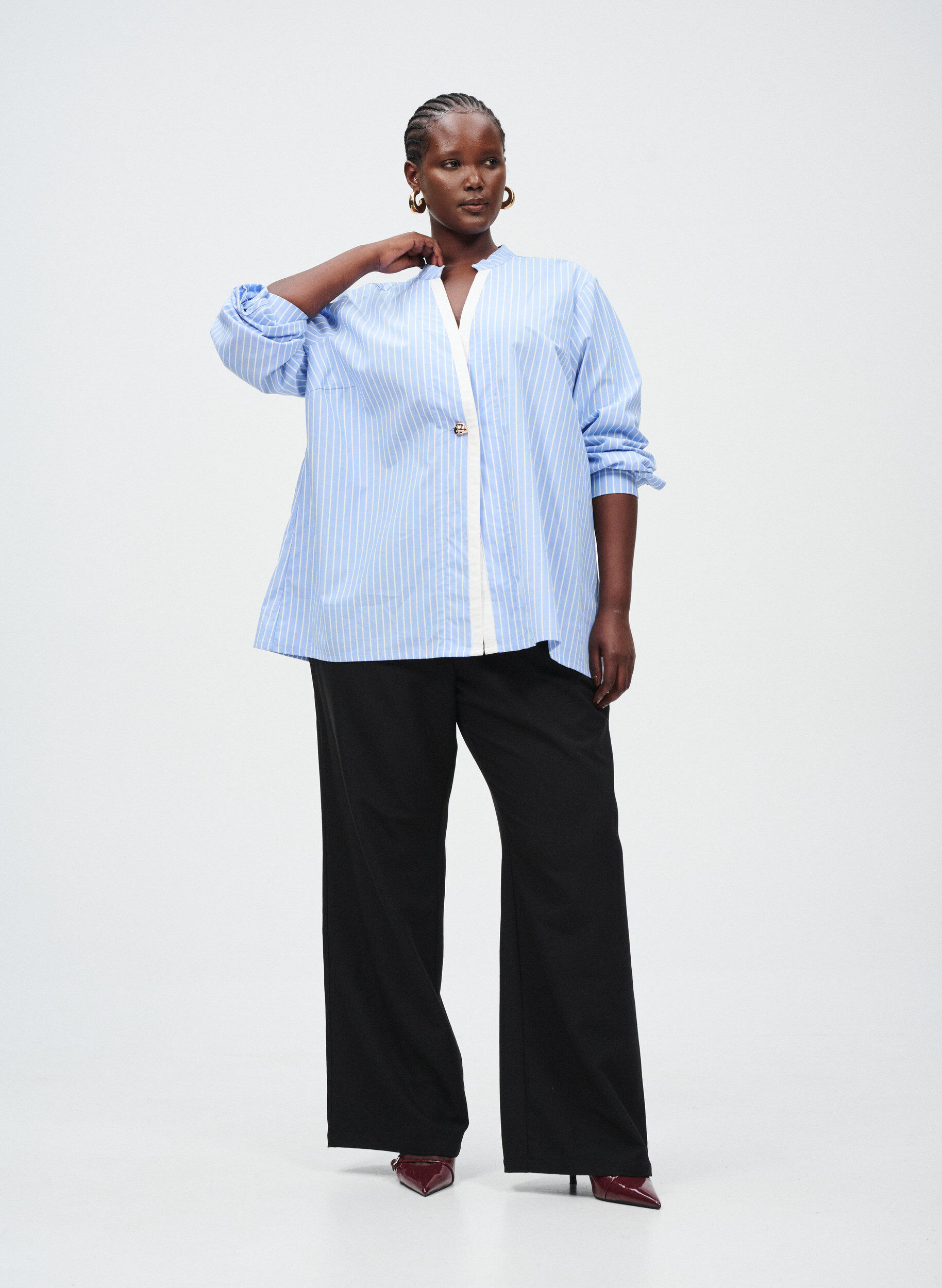 ZizziFlared broek met elastiek in de taille, Zwart, Image image number 0