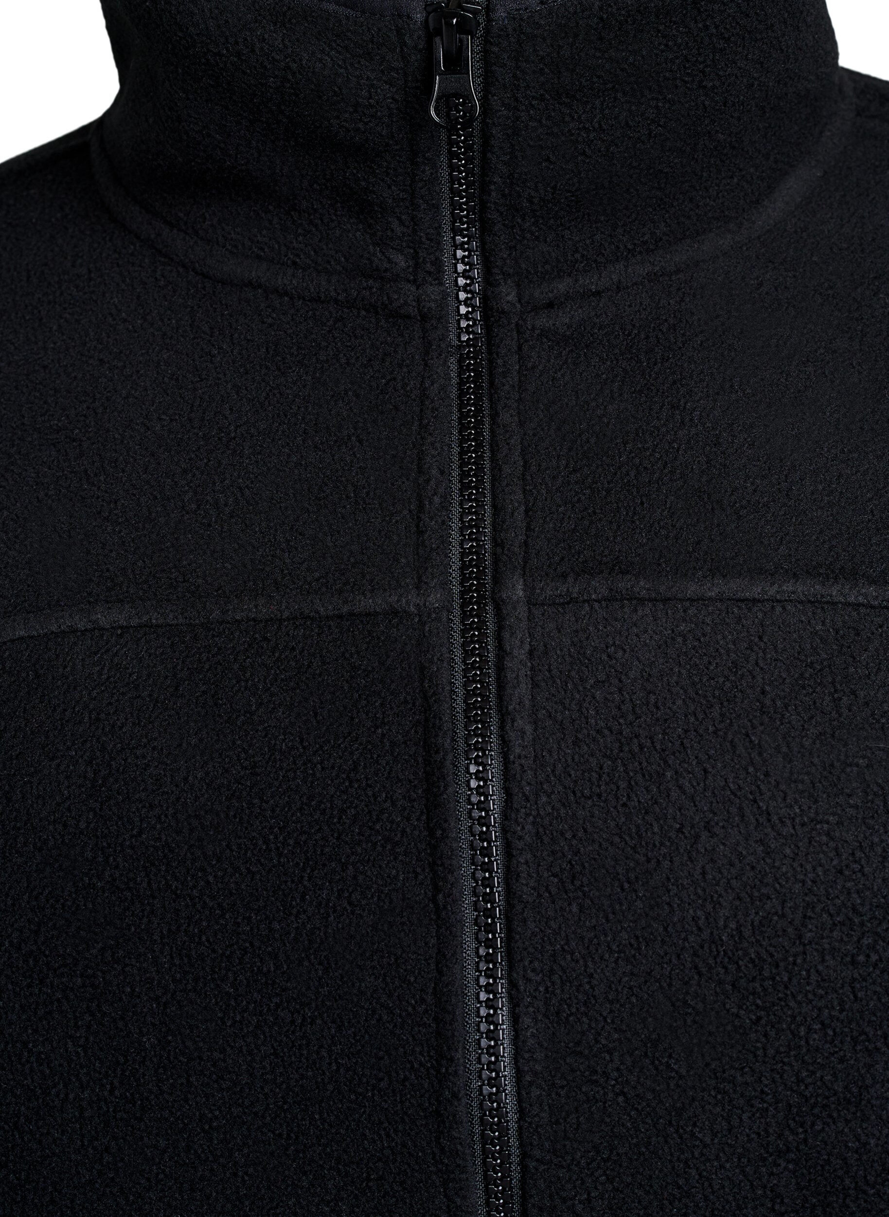 Zizzi Fleece jack met zakken, Zwart, Packshot image number 2