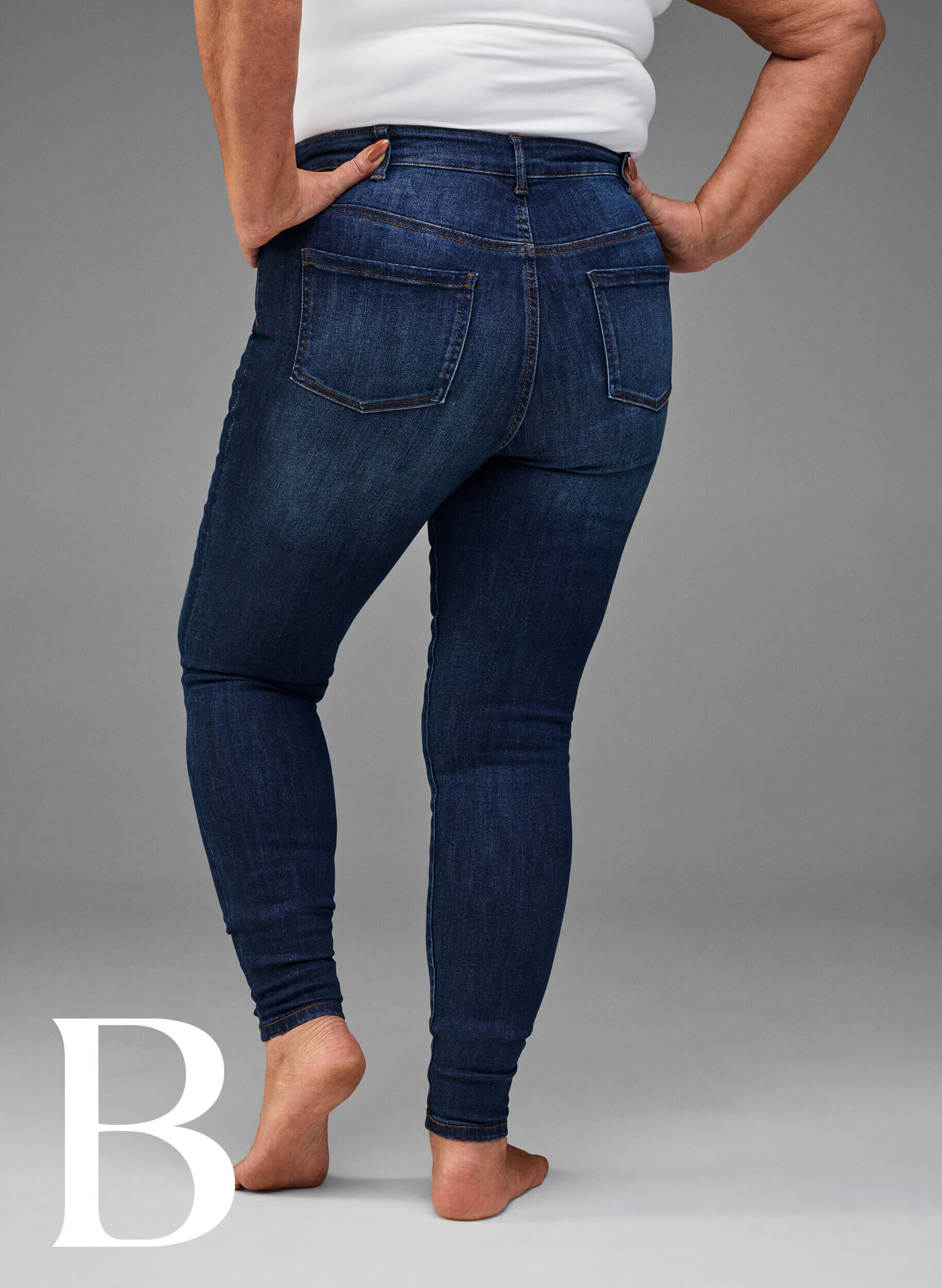Zizzi Super smalle jeans met hoge taille, Dark Blue, Model image number 5