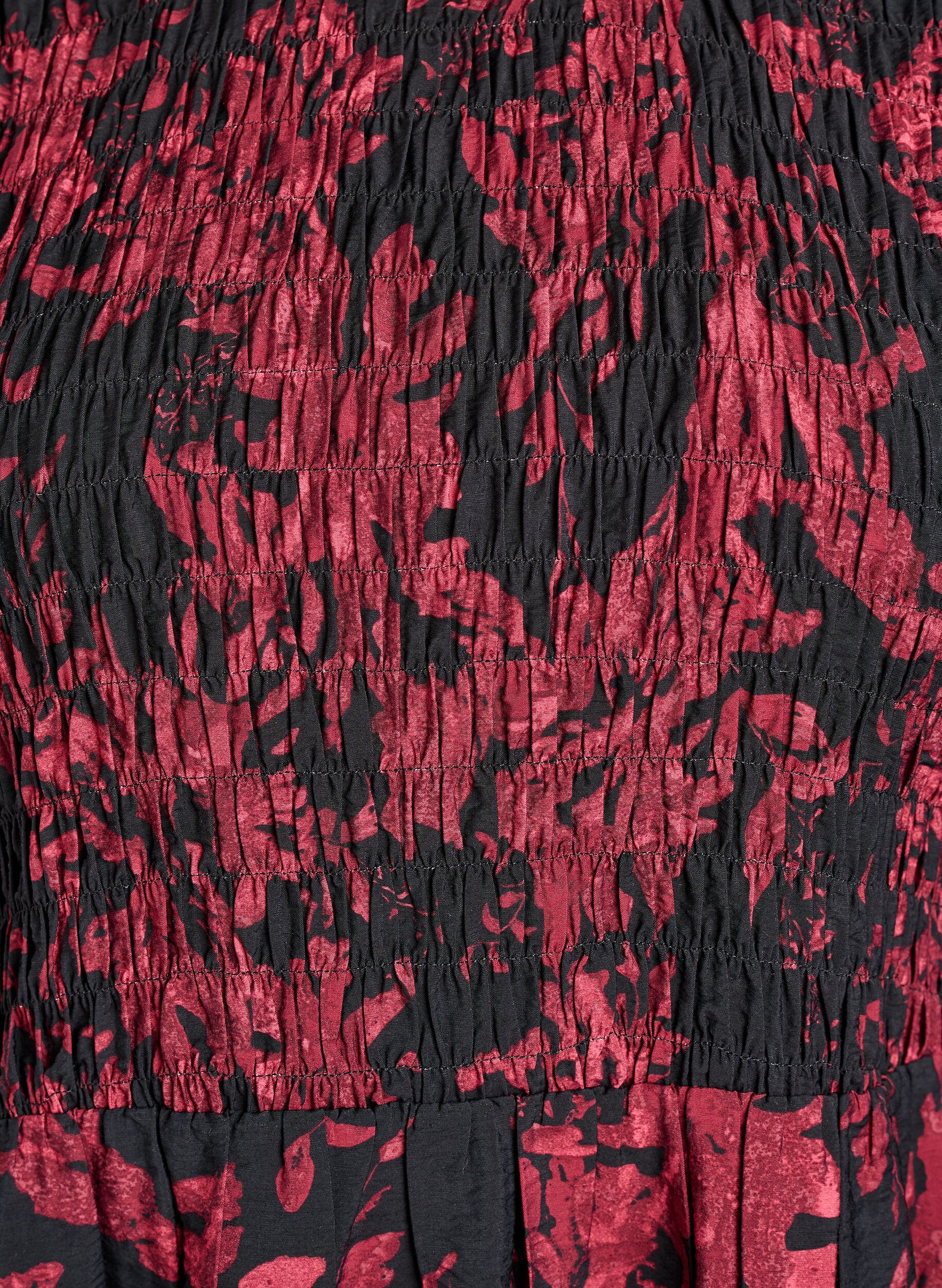 Zizzi Blouse met smock en lange mouwen, Zwart, Packshot image number 2