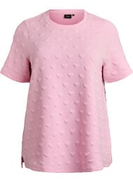 T-shirt van embossen katoenen jersey, Roze