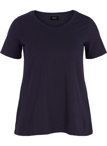 Basic t-shirt in effen kleur met katoen, Night Sky, Packshot image number 0