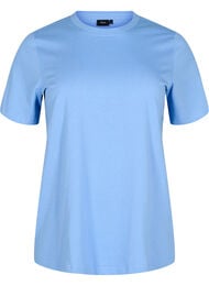 Basic katoenen T-shirt met ronde hals, Blauw