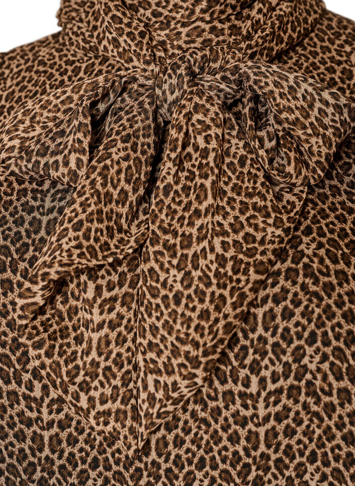 Mouwloze blouse met hoge hals en een strik, Bruin, Packshot image number 2