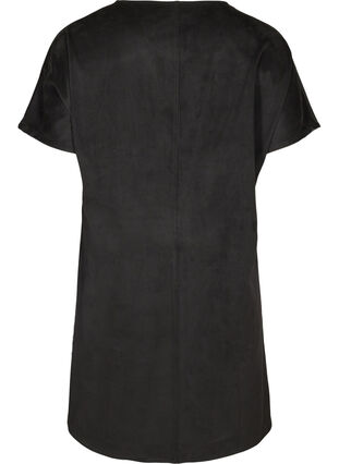 jurk in imitatiesuède met korte mouwen, Black, Packshot image number 1