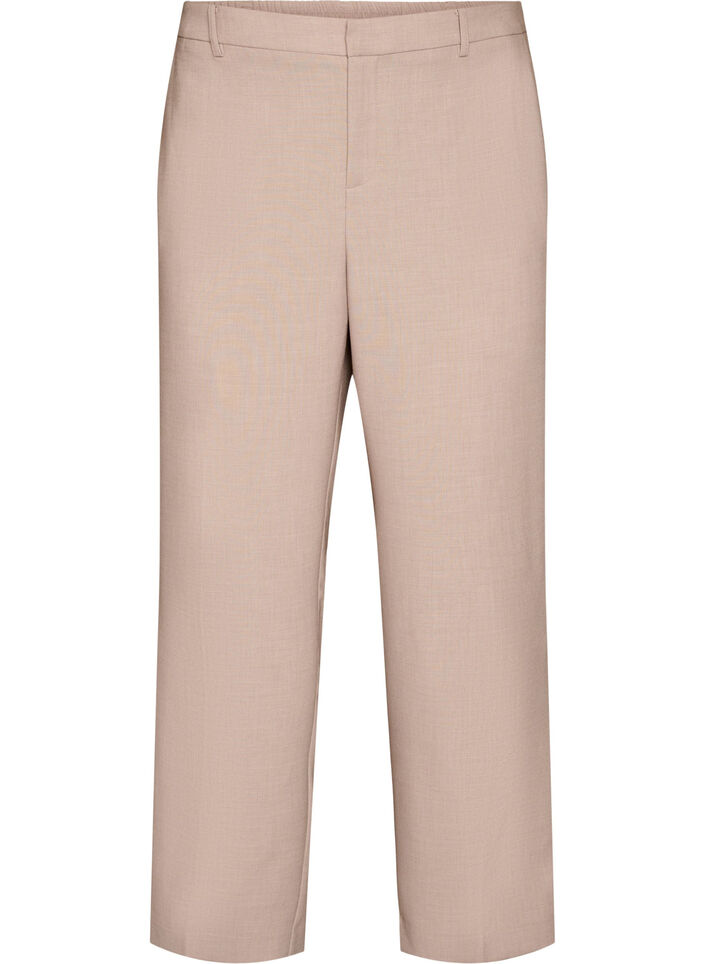 Op maat gemaakte broek met een hoge taille en straight-fit, Beige, Packshot