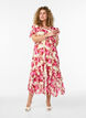 Bloemenprint chiffon jurk met ruches en een V-hals, 9990, Model image number 0