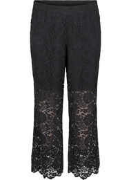 Kanten broek met hoge taille en zakken, Zwart