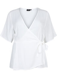 Viscose blouse met wikkel, Bright White