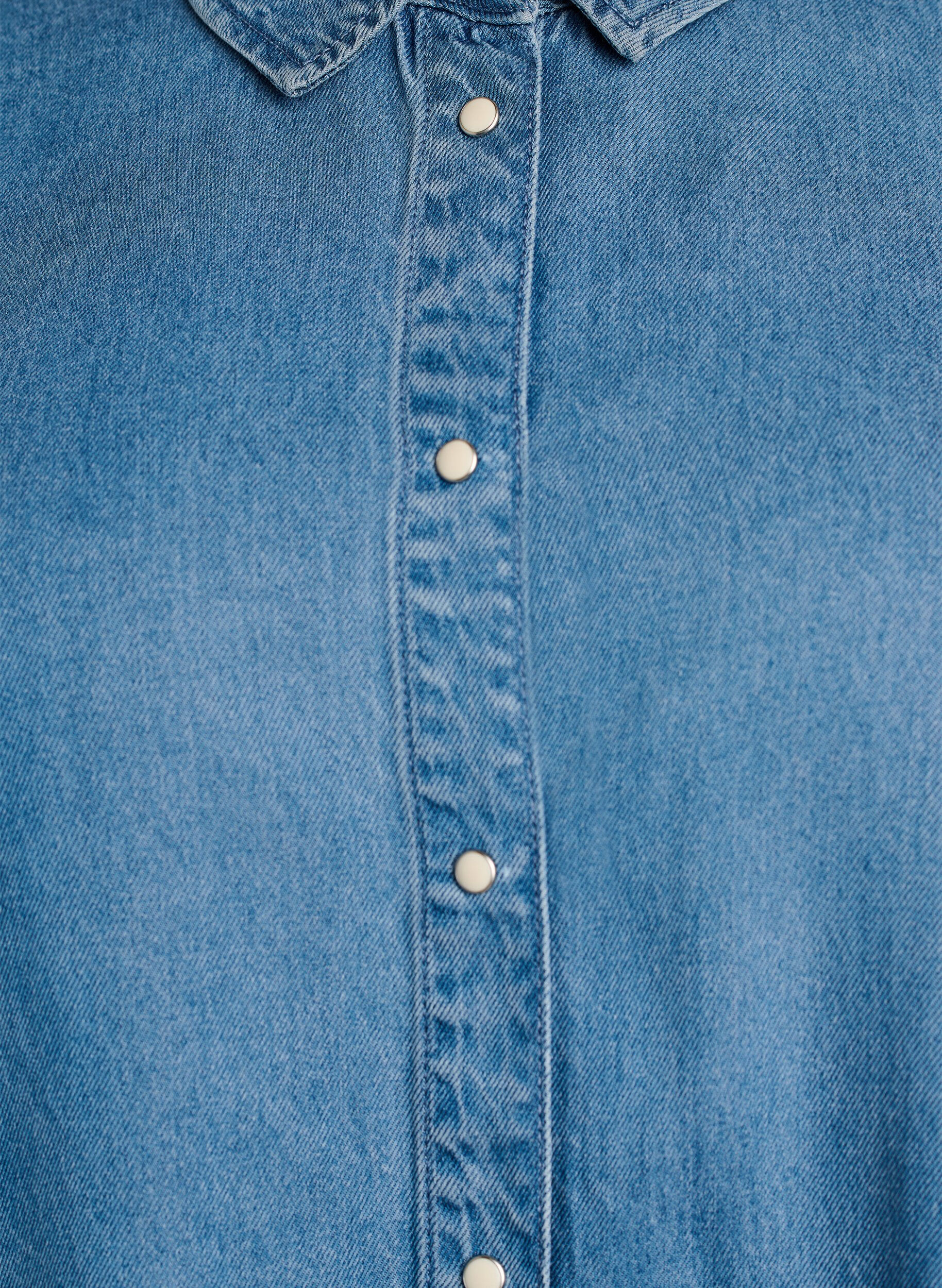 Zizzi Denimlook lyocell shirt met korte mouwen, Blauw, Packshot image number 2