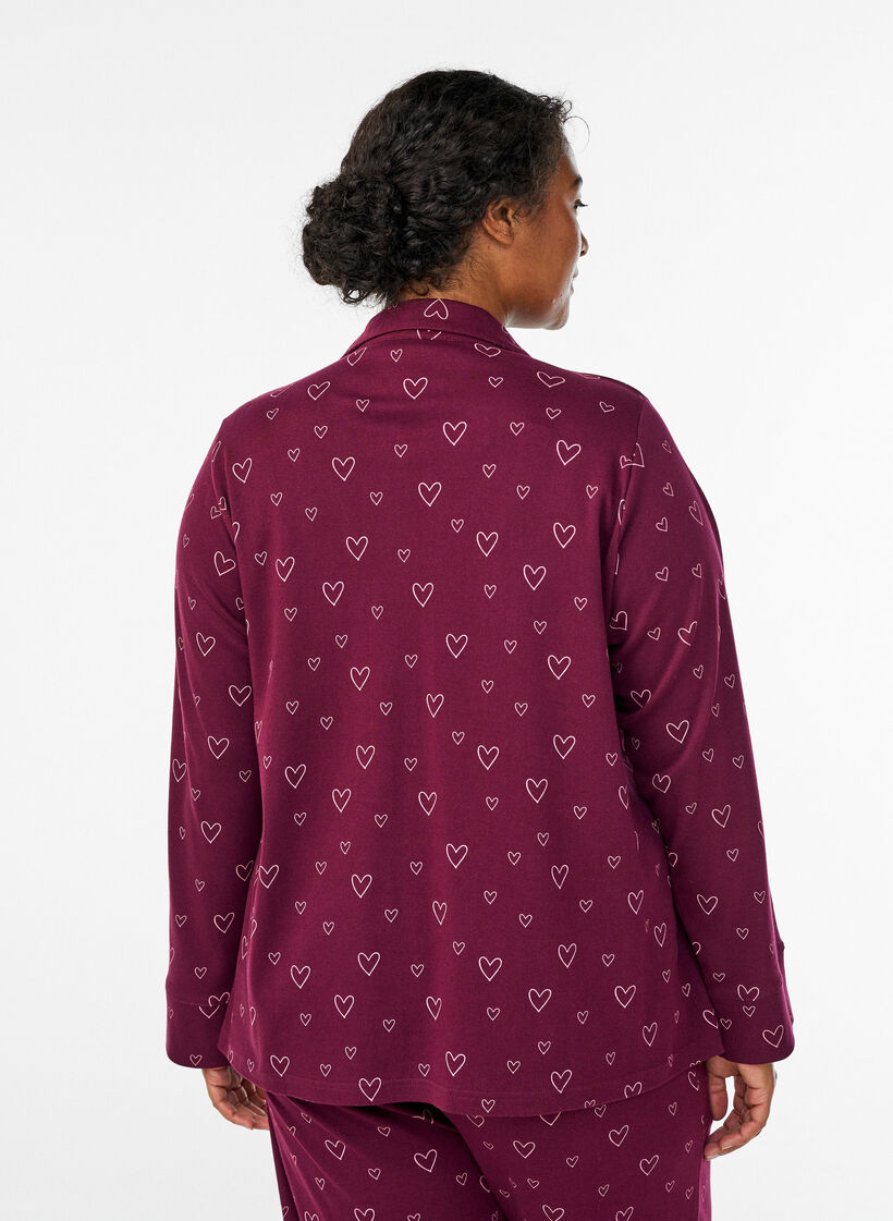 Katoenen pyjamashirt met borstzak, Rood, Model