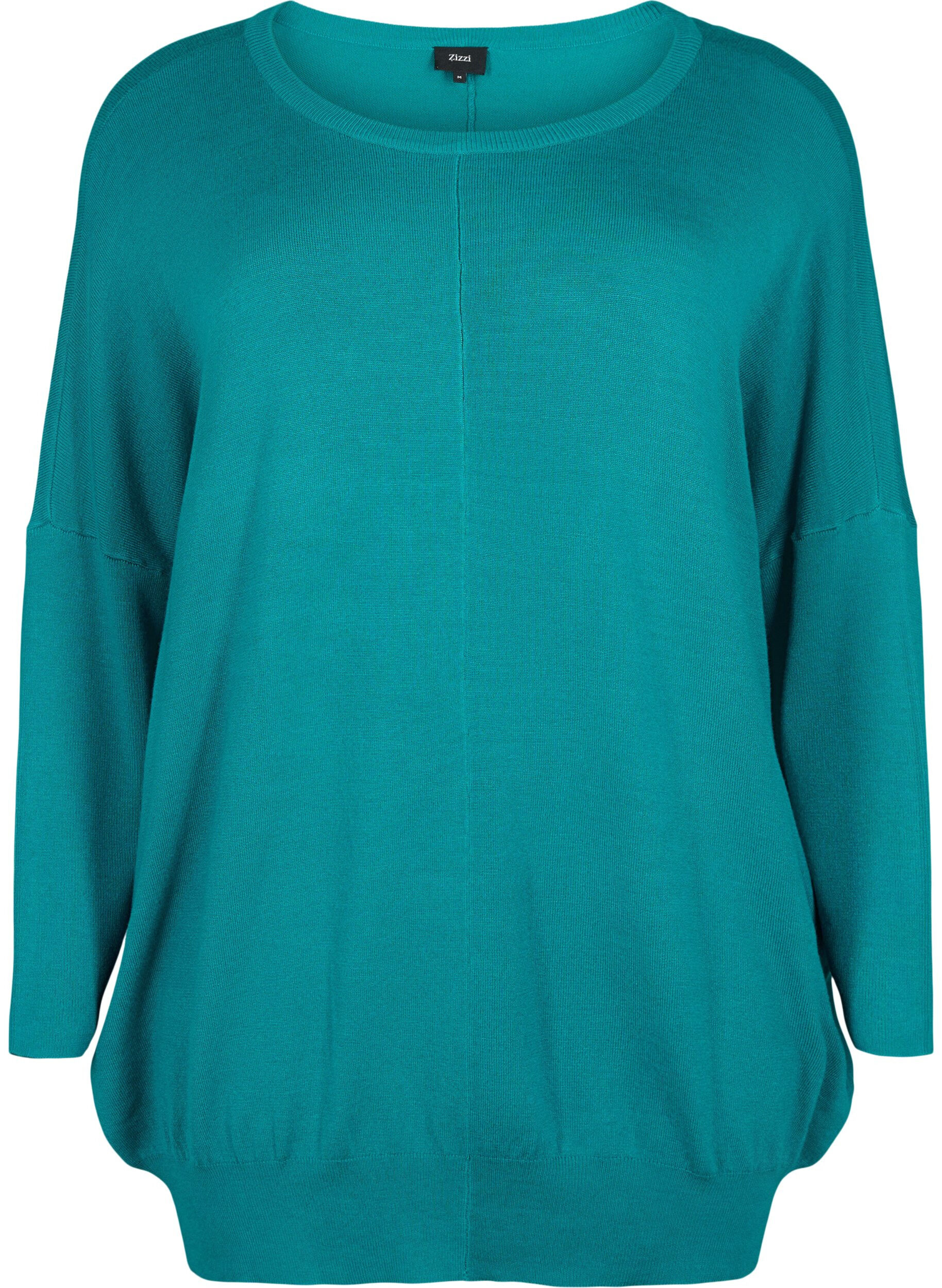 Zizzi Gebreide tuniek in viscosemix, Deep Lake, Packshot image number 0