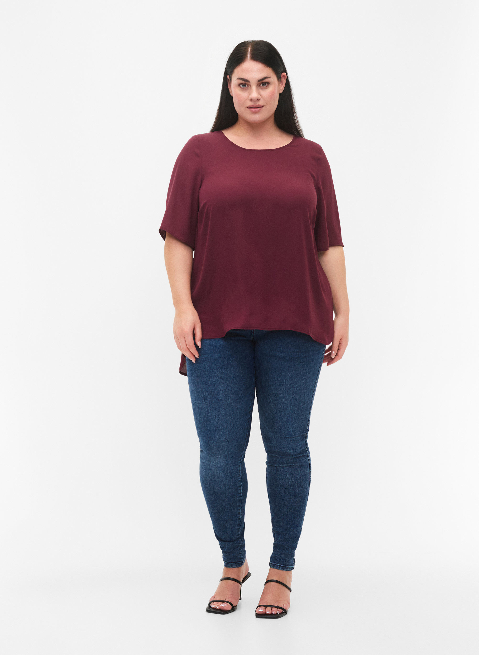 Zizzi Blouse met kruis detail op de achterkant, Port Royal, Model image number 2