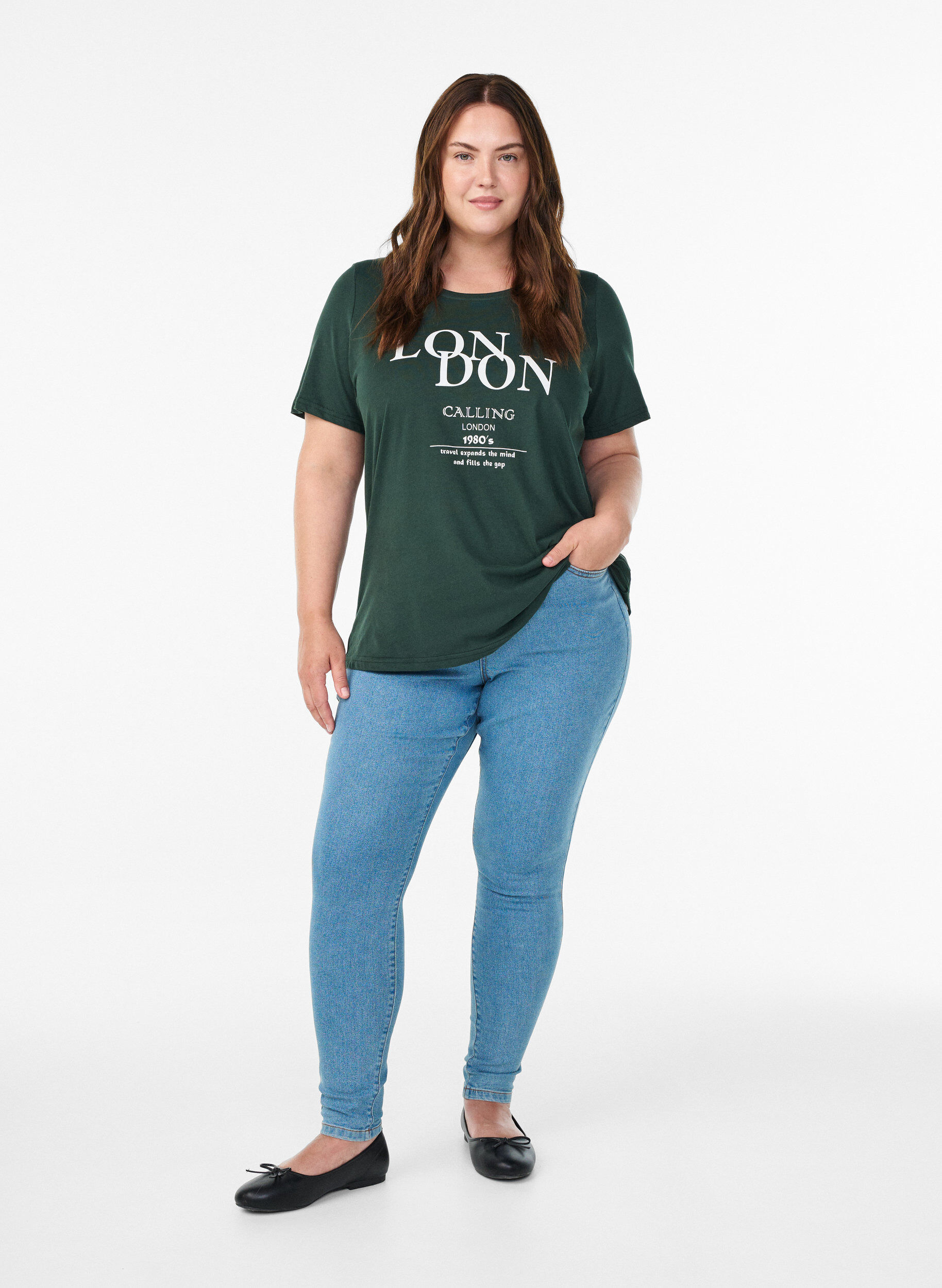 ZizziT-shirt met print, Groen, Model image number 1