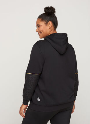 Sweatshirt met capuchon en print, Black, Model image number 1