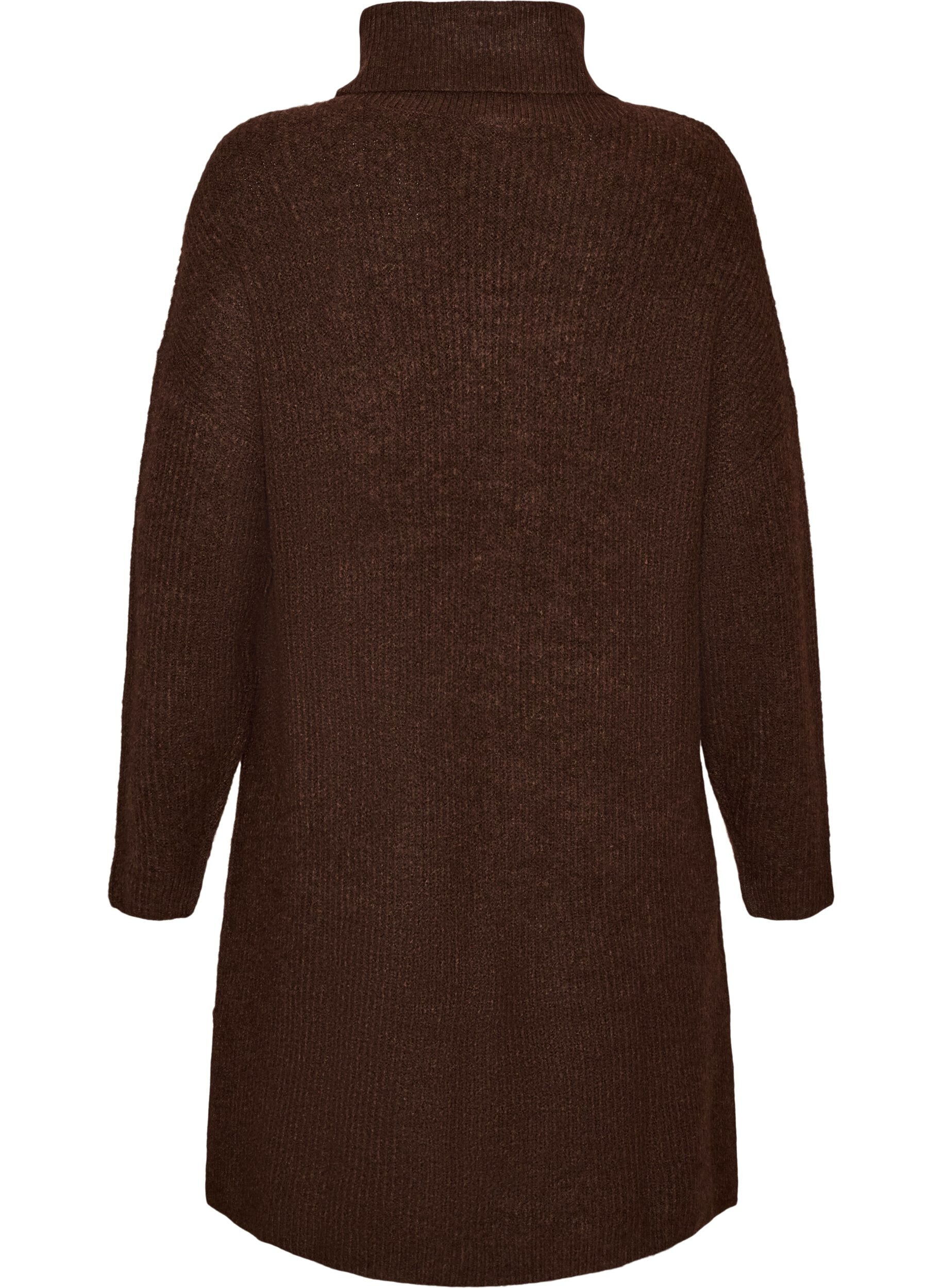 ZizziGebreide jurk met col, Bruin, Packshot image number 1