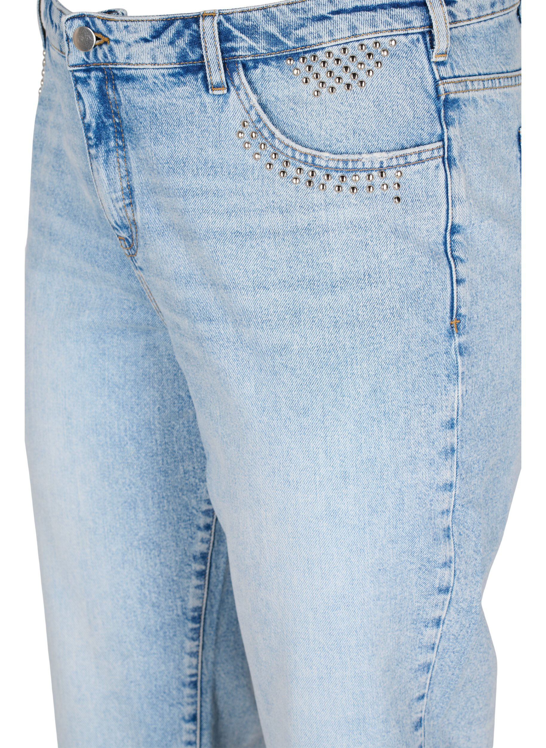 Zizzi Cropped Vera jeans met studs, Light blue denim, Packshot image number 2